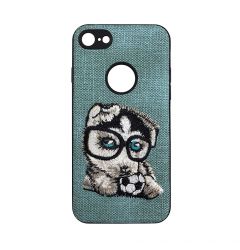 Carcasa iPhone 7 Lemontti Embroidery Gray Puppy
