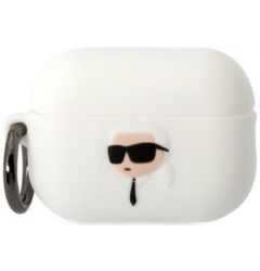 Karl Lagerfeld Husa Silicon 3D Logo Karl Head Airpods Pro 2 Alb