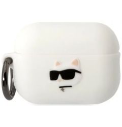 Karl Lagerfeld Husa Silicon 3D Logo Choupette Head Airpods Pro 2 Alb