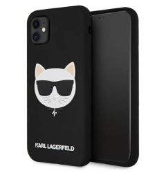 Karl Lagerfeld Husa Silicon Choupette Head iPhone 11 Negru