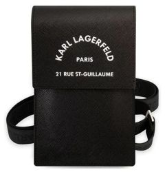 Karl Lagerfeld Geanta pentru Telefon Saffiano Rue Saint Guillaume Negru