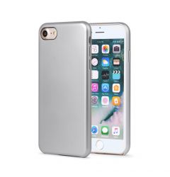 Carcasa iPhone 7/8/SE2020/SE2022 Meleovo Pure Gear II Silver(metalizata fina, interior piele intoars