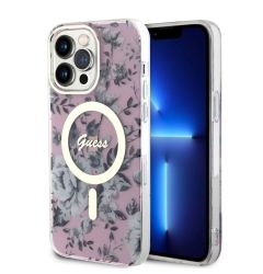 Guess Husa Flowers MagSafe iPhone 14 Pro Max Roz