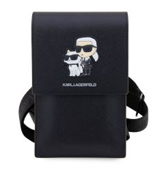 Karl Lagerfeld Geanta pentru Telefon Saffiano Metal Logo Negru