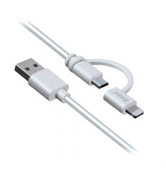 Cablu USB la MFI Lightning sau MicroUSB iSound 2 in 1 Alb 0.9m