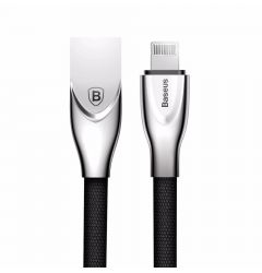 Cablu Lightning Baseus Zinc Fabric USB Black (1m, 2A, impletitura textila)