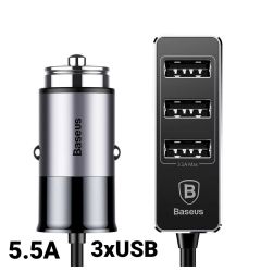 Incarcator Auto Baseus Enjoy Together 5.5A Quad USB Dark Gray (3xUSB max 3.1A, 1xUSB max 2.4A)