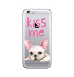 Husa iPhone 6/6S Lemontti Silicon Art Pug Kiss