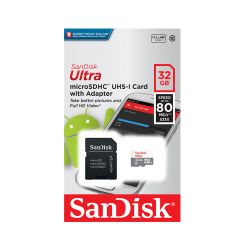 Card Memorie Sandisk Ultra MicroSDHC 32 GB UHS-I Clasa 10 80MB/s + Adaptor SD
