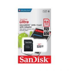 Card Memorie Sandisk Ultra MicroSDXC 64 GB UHS-I Clasa 10 80MB/s + Adaptor SD