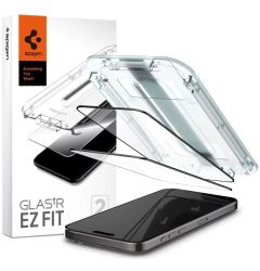 Spigen Folie Sticla Glass tR EZ Fit iPhone 15 Pro, set 2 buc, kit de montare, Black