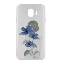 Husa Samsung Galaxy J4 (2018) Just Must Silicon Art White with Blue Flowers Girl