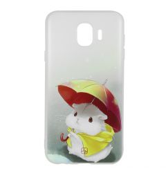 Husa Samsung Galaxy J4 (2018) Just Must Silicon Art White with Hamster Umbrella