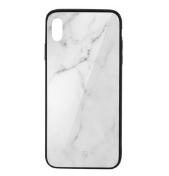 Carcasa Sticla iPhone XS Max Just Must Glass Print White Marble