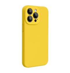 Lemontti Husa Liquid Silicon MagCharge iPhone 15 Pro Max Galben (protectie 360°, material fin, captusit cu microfibra)