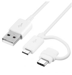 Cablu Original USB la Type-c & MicroUSB Samsung Combo White