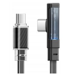 Mcdodo Cablu Type-C la Type-C Dichromatic 90 grade, Fast Charging, 65W, LED, 1.8m, Negru