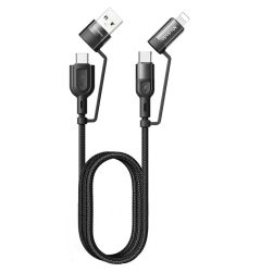 Mcdodo Cablu 4 in 1 USB-A/Type-C la Lightning/Type-C, PD Fast Charging, 60W, 1.2m, Negru