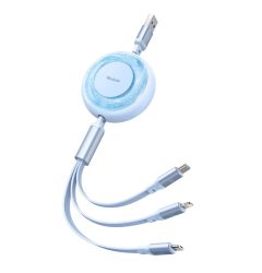 Mcdodo Cablu 3 in 1 USB la Lightning, MicroUSB si Type-C Super Fast Charging, 66W, 1.2m, Albastru