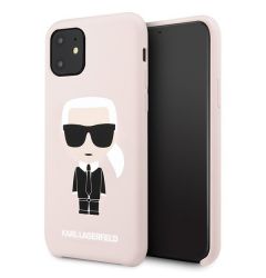 Husa iPhone 11 Karl Lagerfeld Silicon Ikonik Roz Deschis