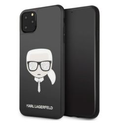 Husa iPhone 11 Pro Max Karl Lagerfeld Ikonik Glitter Karl's Head Negru