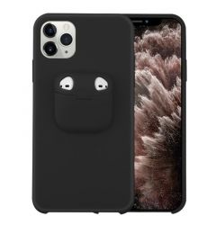 Husa iPhone 11 Pro Max Lemontti Liquid Silicone with Apple AirPods Case Black