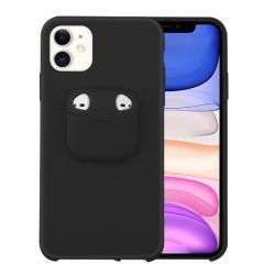 Husa iPhone 11 Lemontti Liquid Silicone with Apple AirPods Case Black