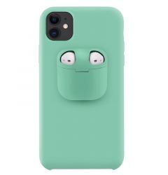 Husa iPhone 11 Lemontti Liquid Silicone with Apple AirPods Case Mint Green