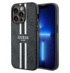 Guess Husa 4G Printed Stripes MagSafe iPhone 15 Pro Negru
