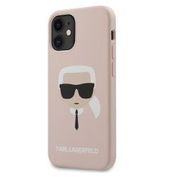 Husa iPhone 12 Mini Karl Lagerfeld Silicon Karl's Head Roz Deschis
