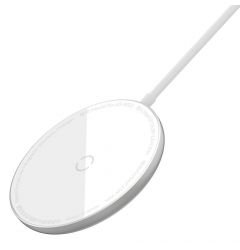Incarcator Mini Baseus Simple Magnetic Wireless pentru iPhone 12 Series White(cablu type-c 1.5)