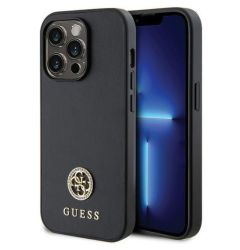 Guess Husa 4G Strass Metal Logo iPhone 15 Pro Negru