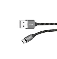 Cablu MicroUSB Budi USB Black 3m (impletitura textila)