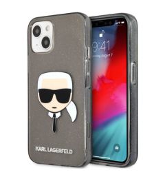 Husa iPhone 13 Karl Lagerfeld Full Glitter Karl Head Negru