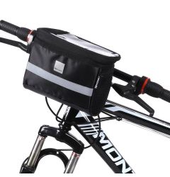 Wozinsky Geanta Bicicleta cu Husa pentru Telefon Impermeabila Black (prindere de ghidon, 2l)