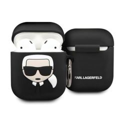 Husa Airpods Generation 1/2 Karl Lagerfeld Silicon Karl's Head Negru
