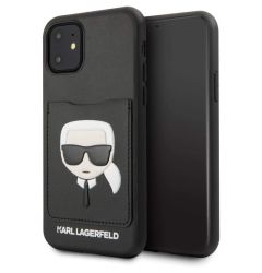 Husa iPhone 11 Karl Lagerfeld Card Slot Kryt Negru