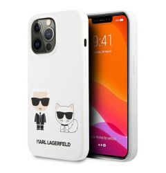 Husa iPhone 13 Pro Karl Lagerfeld Silicon Karl & Choupette Alb
