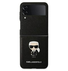 Husa Samsung Galaxy Z Flip4 Karl Lagerfeld Saffiano Ikonik Negru