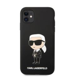 Husa iPhone 11 Karl Lagerfeld Liquid Silicone Ikonik Negru