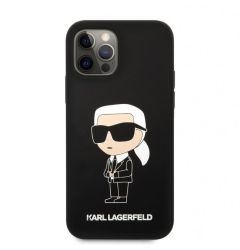 Husa iPhone 12 / 12 Pro Karl Lagerfeld Liquid Silicone Ikonik Negru