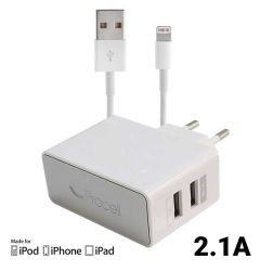 Incarcator Retea 2.1A iPhone 6/5S Lightning Procell Dual USB (cablu MFI)