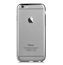 Husa iPhone 6/6S Devia Silicon Glitter Soft Gun Black (margini electroplacate)