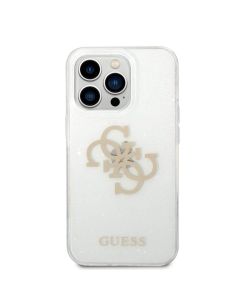Guess Husa TPU Big 4G Full Glitter iPhone 14 Pro Transparent