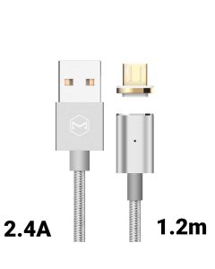 Cablu MicroUSB Mcdodo Magnetic Silver (1.2m, 2.4A max, led indicator)