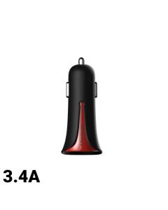Incarcator Auto 3.4A Mcdodo Dual USB Black Mask Red (3.4A max total, 2.4A max per port)