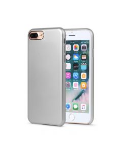 Carcasa iPhone 8 Plus Meleovo Pure Gear II Silver (culoare metalizata fina, interior piele intoarsa)