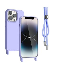 Lemontti Husa Silicon cu Snur iPhone 13 Pro Mov (protectie 360°, material fin, captusit cu microfibra)