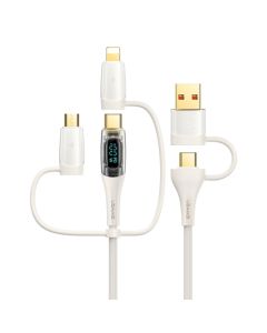 Usams Cablu Shadow Series 6in1, USB-A/Type-C la Type-C/Lightning/Micro, Fast Charging PD ,100W, 1.2m, Bej