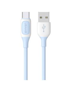 Usams Cablu Jelly Series Fast Charging USB la Type-C, 3A, 1m, Albastru